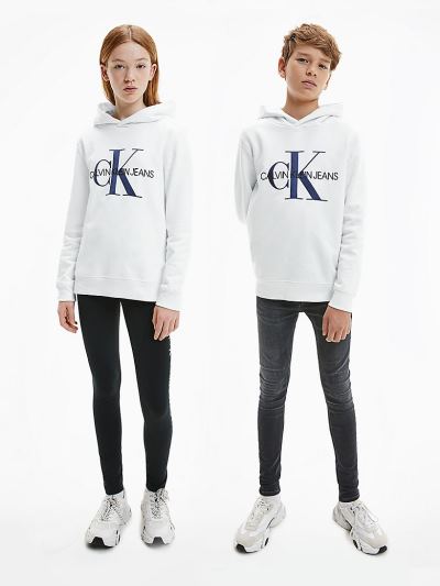 Calvin Klein Ruhák HU869236 | Calvin Klein Organic Cotton Logo Fiu Kapucnis Pulóver Világos Fehér